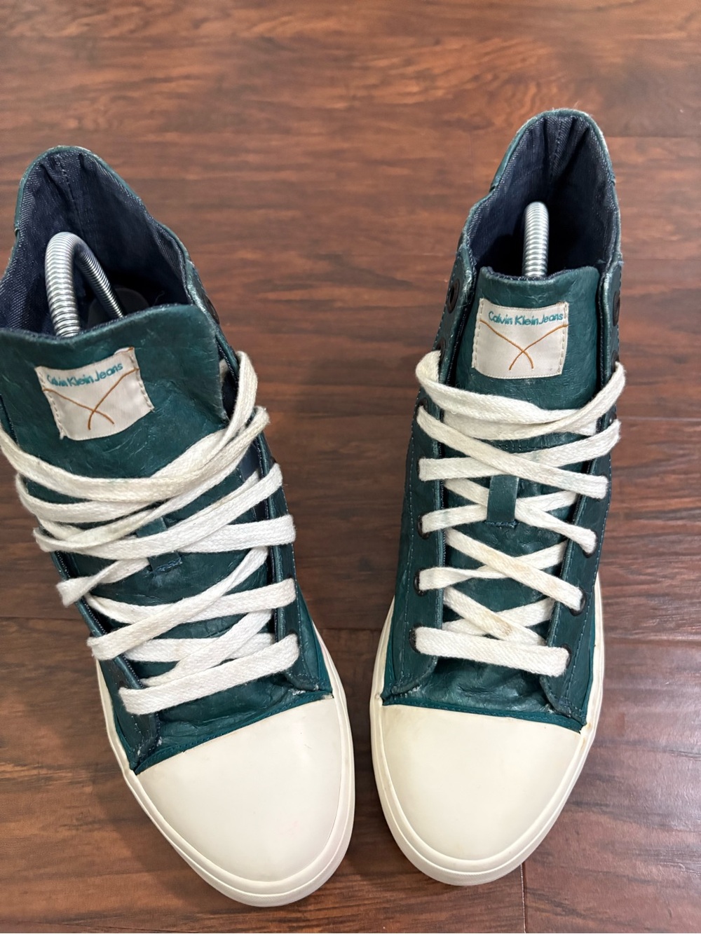 Calvin Klein Jeans Dark Green High-Top Sneakers with White Accents Genie